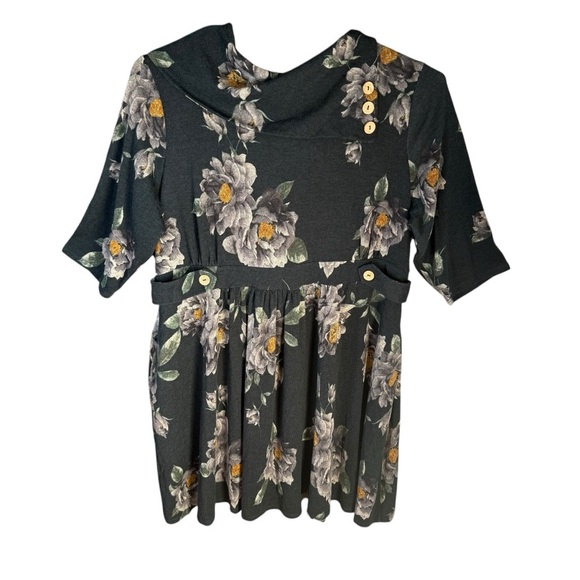 Yellow Star 4X Floral Fit & Flare Dress Cowl Neck Romantic Cottagecore Softgirl - Picture 3 of 8